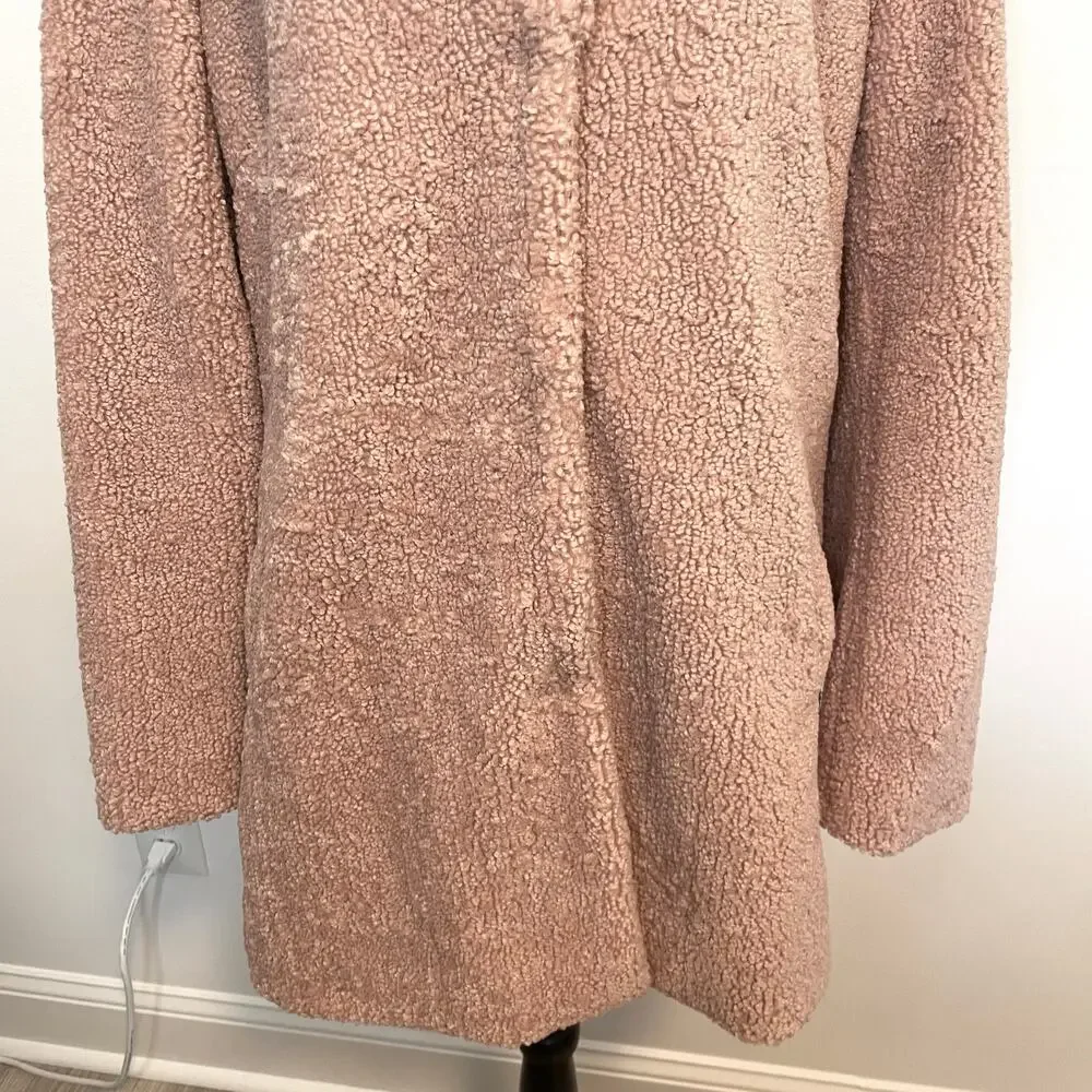 Rachel Zoe Boucle Teddy Coat In Blush Pink Size Large - Picture 4 of 9